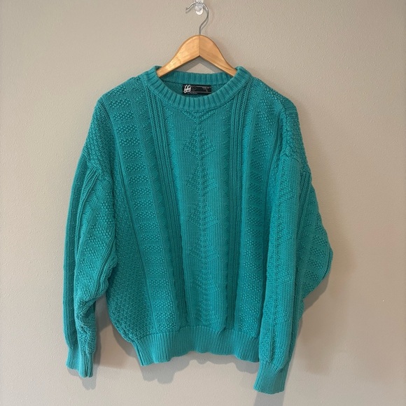 LOBO BY PENDLETON Vintage Men’s Teal Crewneck Sweater Knit/Woven XL - Picture 1 of 7